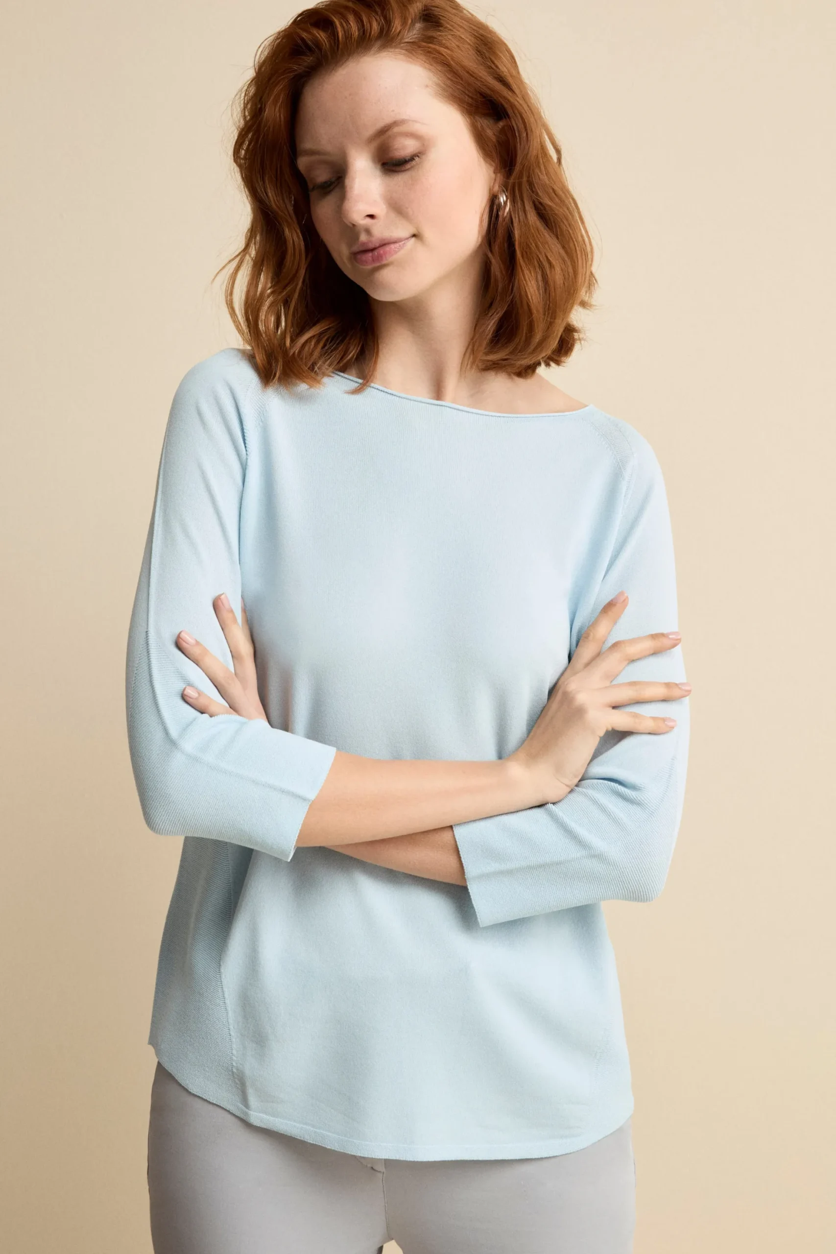 Maglia scollo a barchetta - AZZURRO