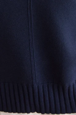 Maglia Scollo a V con Dettagli a Costine - NAVY