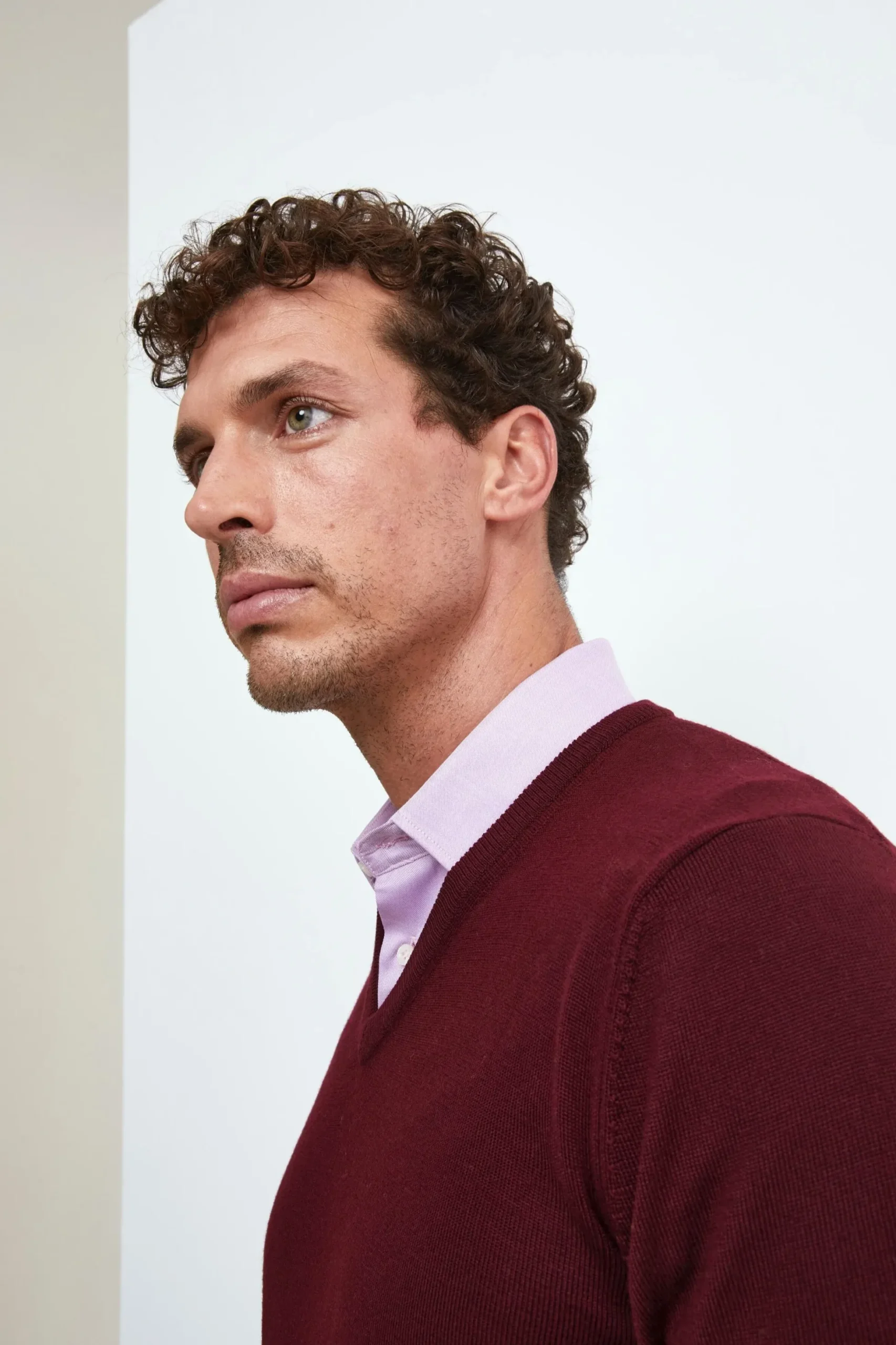 Maglia Scollo a V in Lana Merino - BORDEAUX