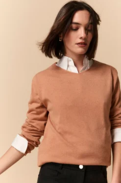 Maglia Scollo a V in Seta e Cashmere - ALBICOCCA