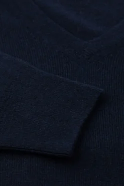 Maglia scollo V in cashmere - BLU