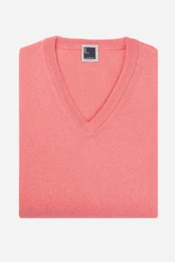 Maglia scollo V in cashmere - ROSA