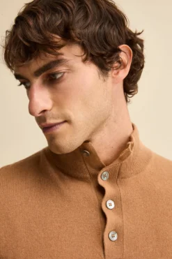 Maglia Serafino in Lana e Cashmere - CAMMELLO