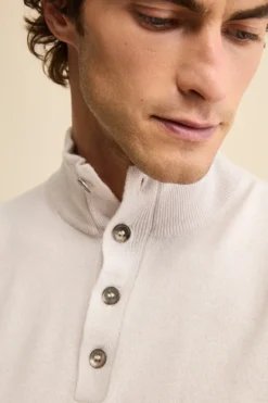 Maglia Serafino in Lana e Cashmere - GESSO