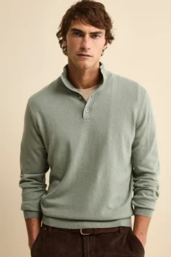 Maglia Serafino in Lana e Cashmere - VERDINO