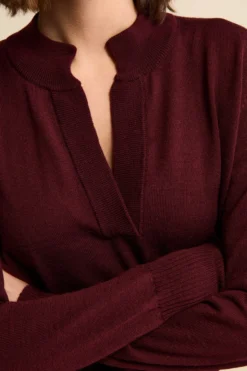 Maglia Serafino in Lana Merino - BORDEAUX