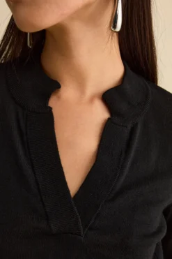 Maglia Serafino in Lana Merino - NERO