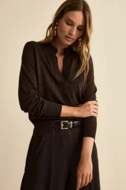 Maglia Serafino in Lana Merino - T.MORO