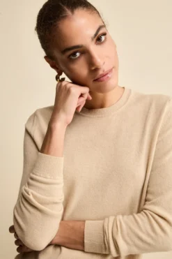 Maglioncino girocollo lana e cashmere - BEIGE