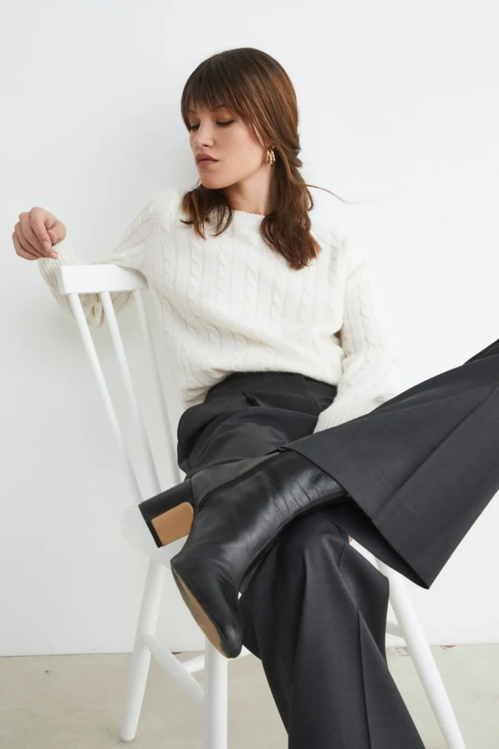 Maglione girocollo in cashmere - PANNA
