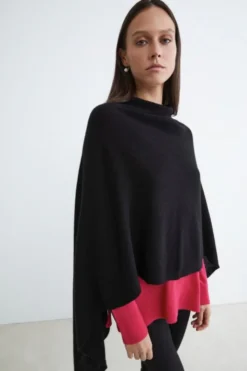 Mantella in cashmere da donna - NERO