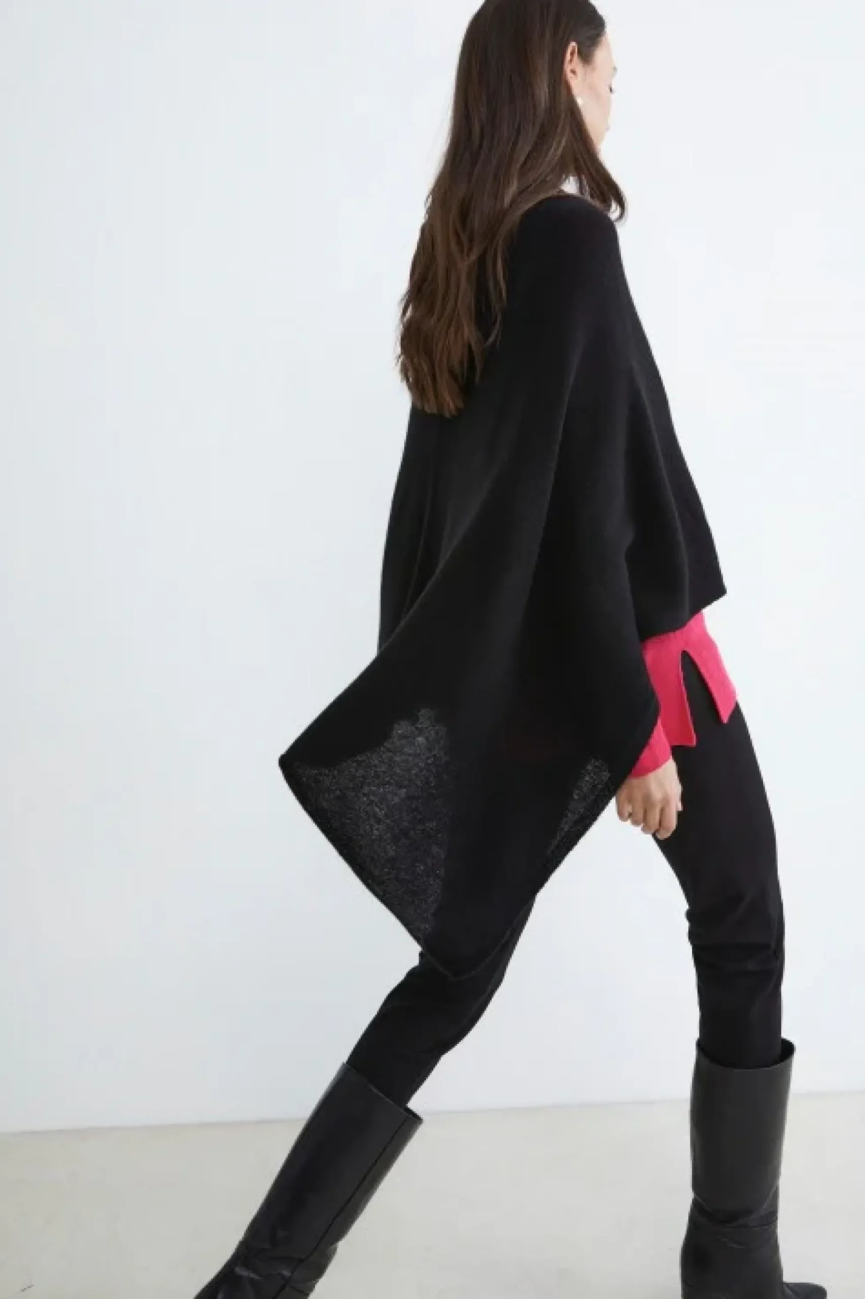 Mantella in cashmere da donna - NERO