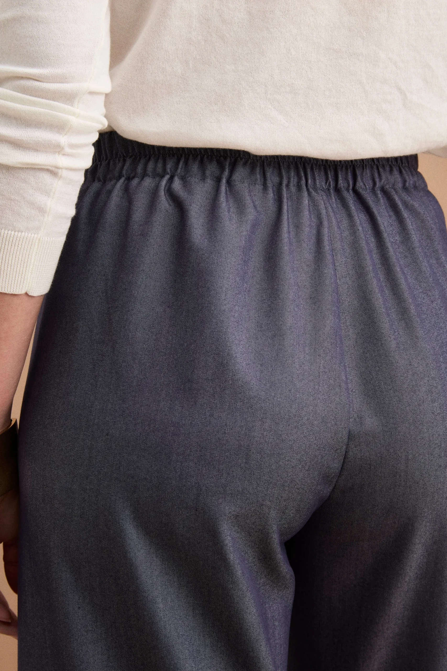 Pantalone Ampio in Chambray - BLU