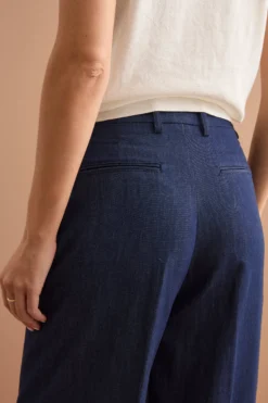 Pantalone Ampio in Denim con Pinces - DENIM