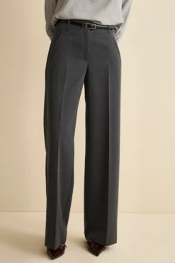 Pantalone a palazzo con piega - GRIGIO