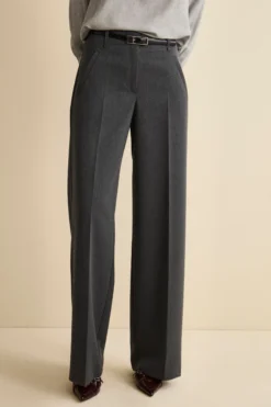 Pantalone a palazzo con piega - GRIGIO