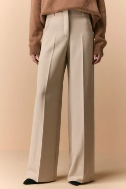 Pantalone a palazzo con piega - PANNA