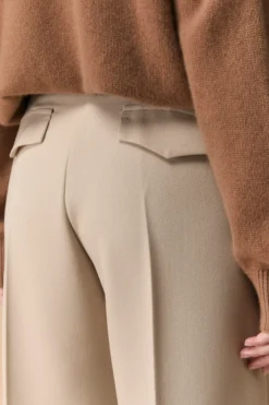 Pantalone a palazzo con piega - PANNA