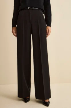 Pantalone a palazzo con piega - NERO