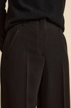 Pantalone a palazzo con piega - NERO