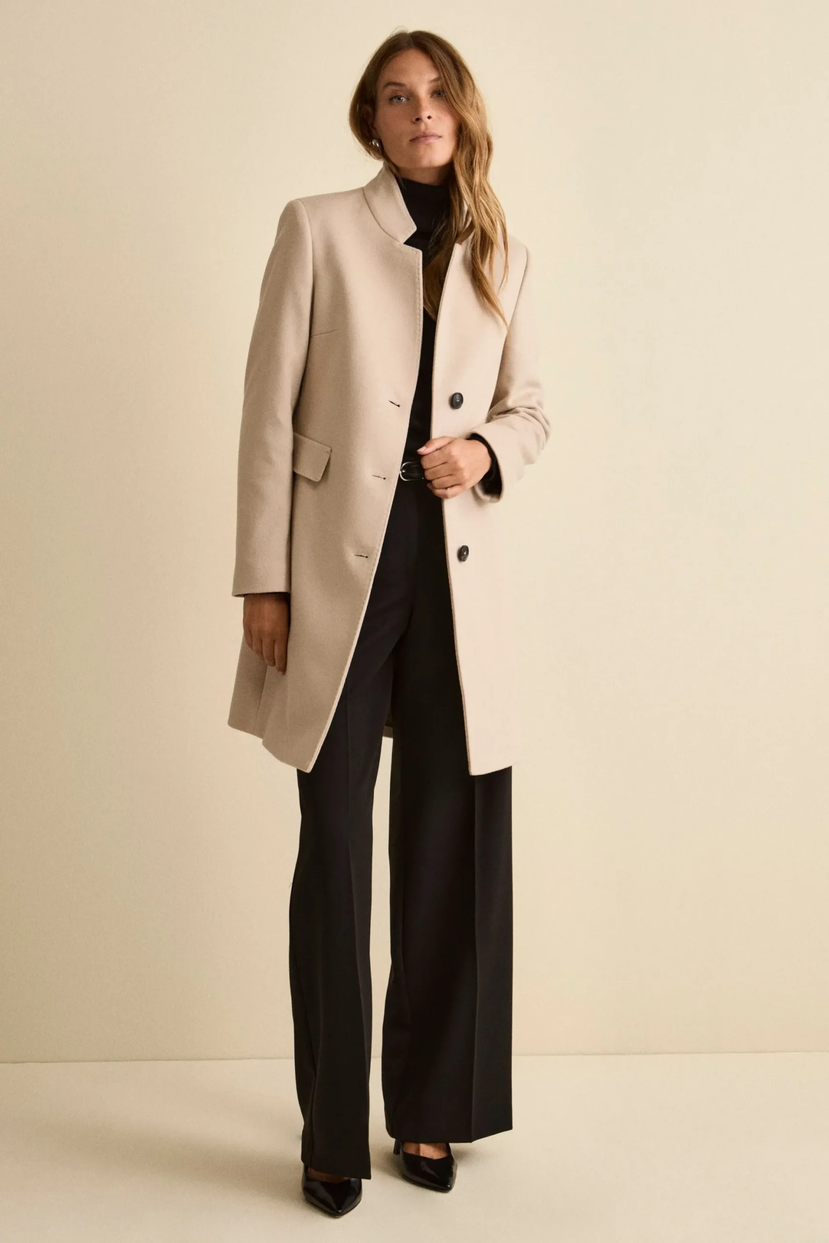 Pantalone a palazzo con piega - NERO