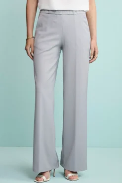 Pantalone a Palazzo in Lana Vergine - GRIGIO CHIARO