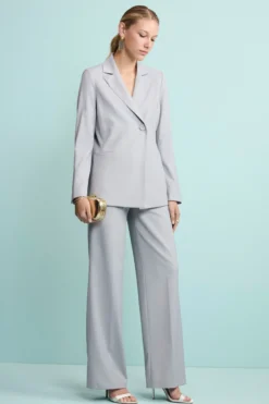 Pantalone a Palazzo in Lana Vergine - GRIGIO CHIARO
