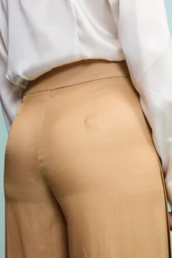 Pantalone Aperto Elegante in Misto Lino - ORO