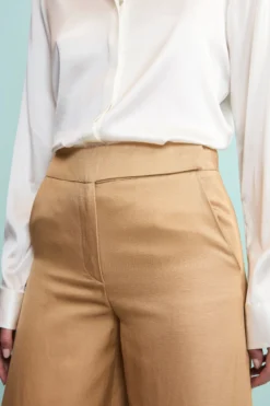 Pantalone Aperto Elegante in Misto Lino - ORO