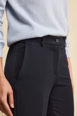 Pantalone a Sigaretta con Pieghe e Risvolto - BLU