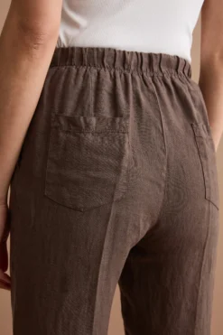 Pantalone a Sigaretta in Lino con Risvolto - T.MORO