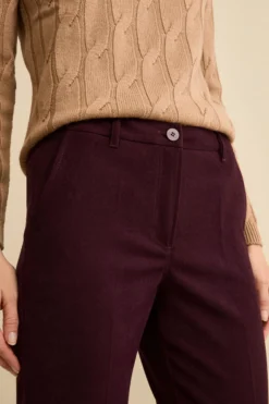 Pantalone a Sigaretta Regular Fit in Velluto - BORDEAUX