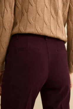 Pantalone a Sigaretta Regular Fit in Velluto - BORDEAUX