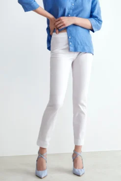 Pantalone capri con elastico - BIANCO