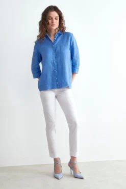 Pantalone capri con elastico - BIANCO