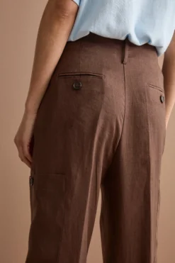 Pantalone Cargo in Lino con Pinces - T.MORO