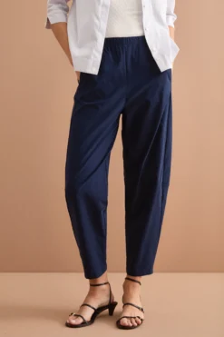Pantalone Carrot con Vita Elasticizzata - BLU