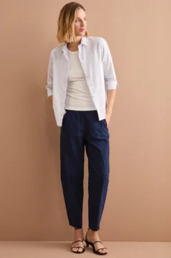 Pantalone Carrot con Vita Elasticizzata - BLU