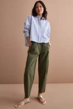 Pantalone Carrot con Vita Elasticizzata - VERDE MILITARE