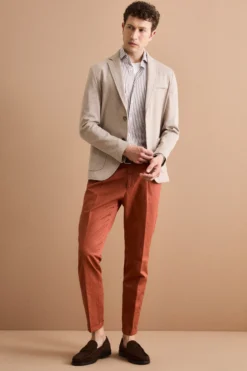 Pantalone Carrot in Misto Lino con Pinces e Risvolto - BRUCIATO