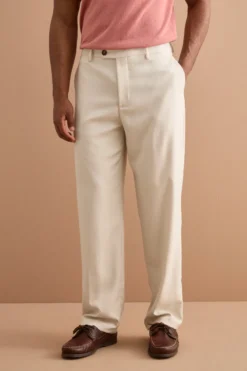 Pantalone Carrot Wide Leg in Misto Lana - LATTE