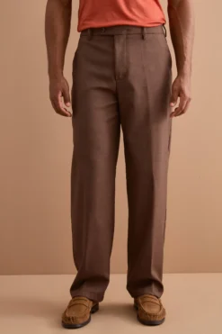 Pantalone Carrot Wide Leg in Misto Lana - MARRONE
