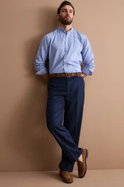 Pantalone Carrot Wide Leg in Misto Lana - BLU