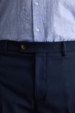 Pantalone Carrot Wide Leg in Misto Lana - BLU
