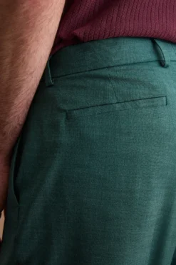 Pantalone Carrot Wide Leg in Misto Lana - VERDE