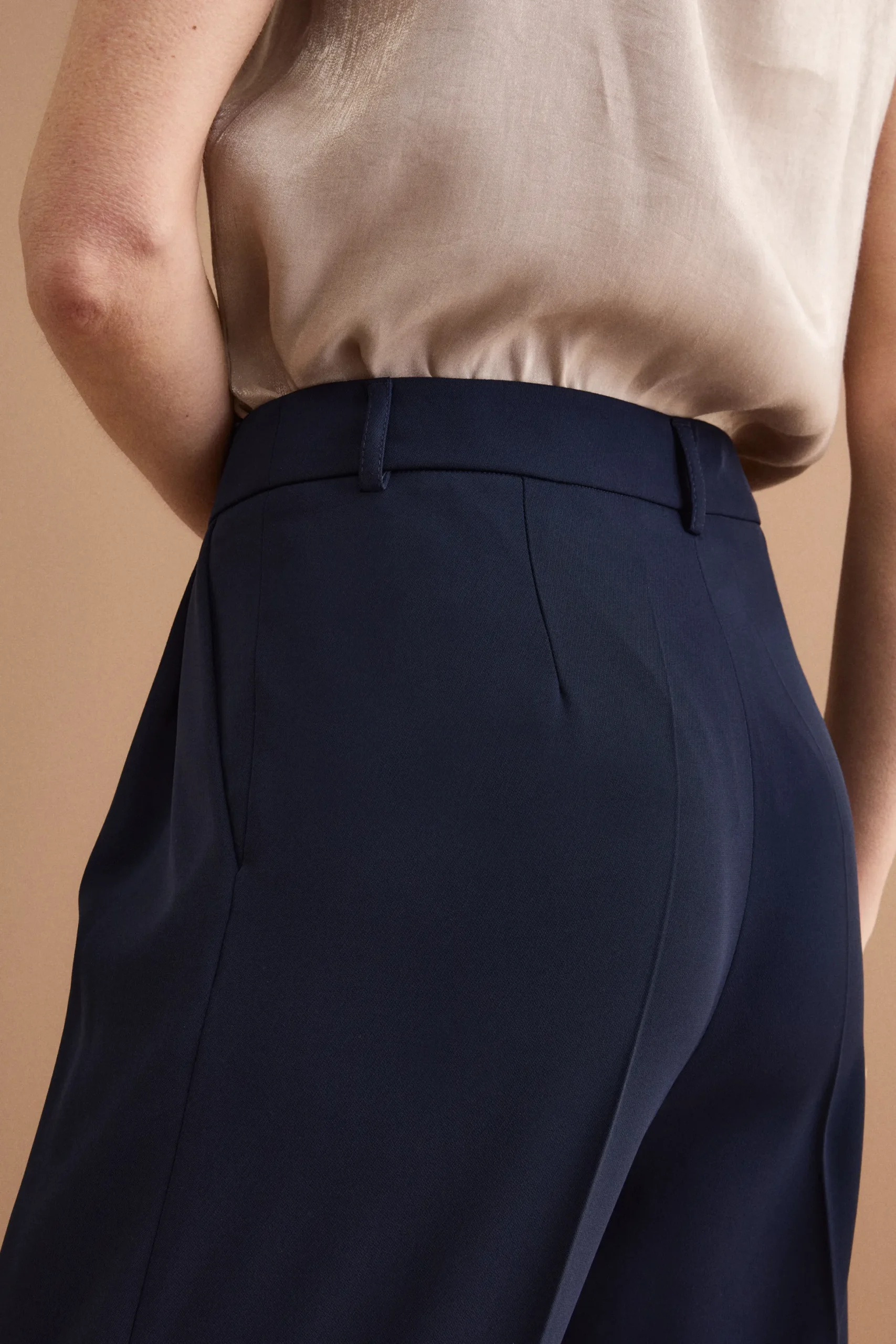 Pantalone Cerimonia a Gamba Larga con Pinces in Cady - BLU
