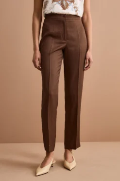 Pantalone Cerimonia a Sigaretta in Raso - CIOCCOLATO
