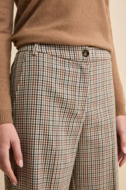 Pantalone Check a Gamba Larga - BEIGE QUADRI