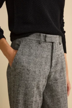 Pantalone Check a Palazzo con Pieghe - GRIGIO QUADRI