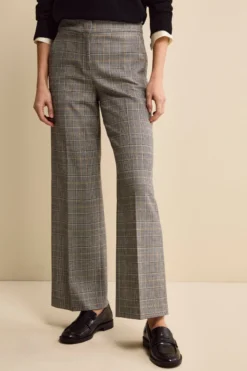 Pantalone Check a Palazzo in Misto Lana - GALLES GRIGIO